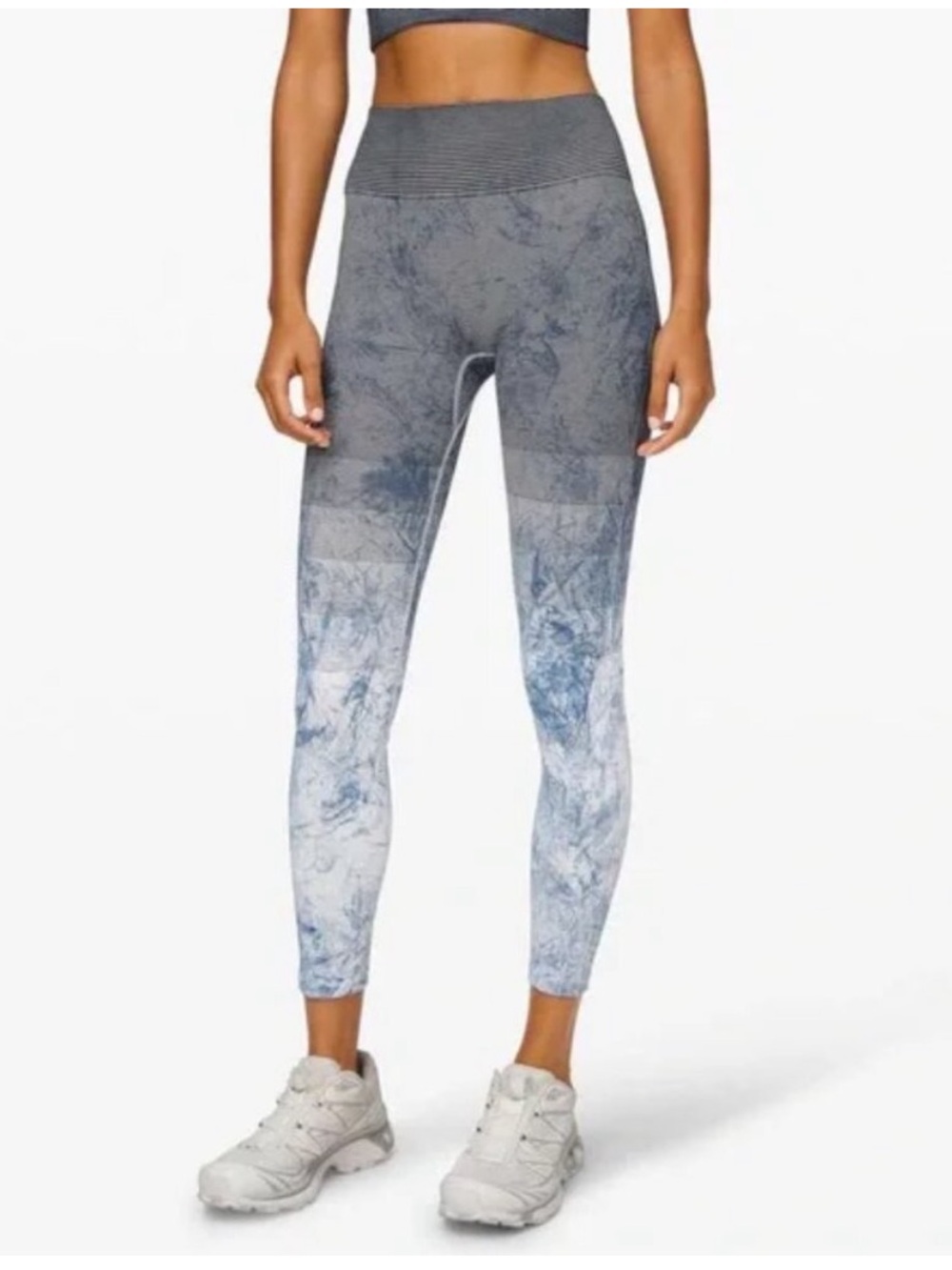 lululemon ebb to train tight  Marble-Print Leggings in White/black/luna